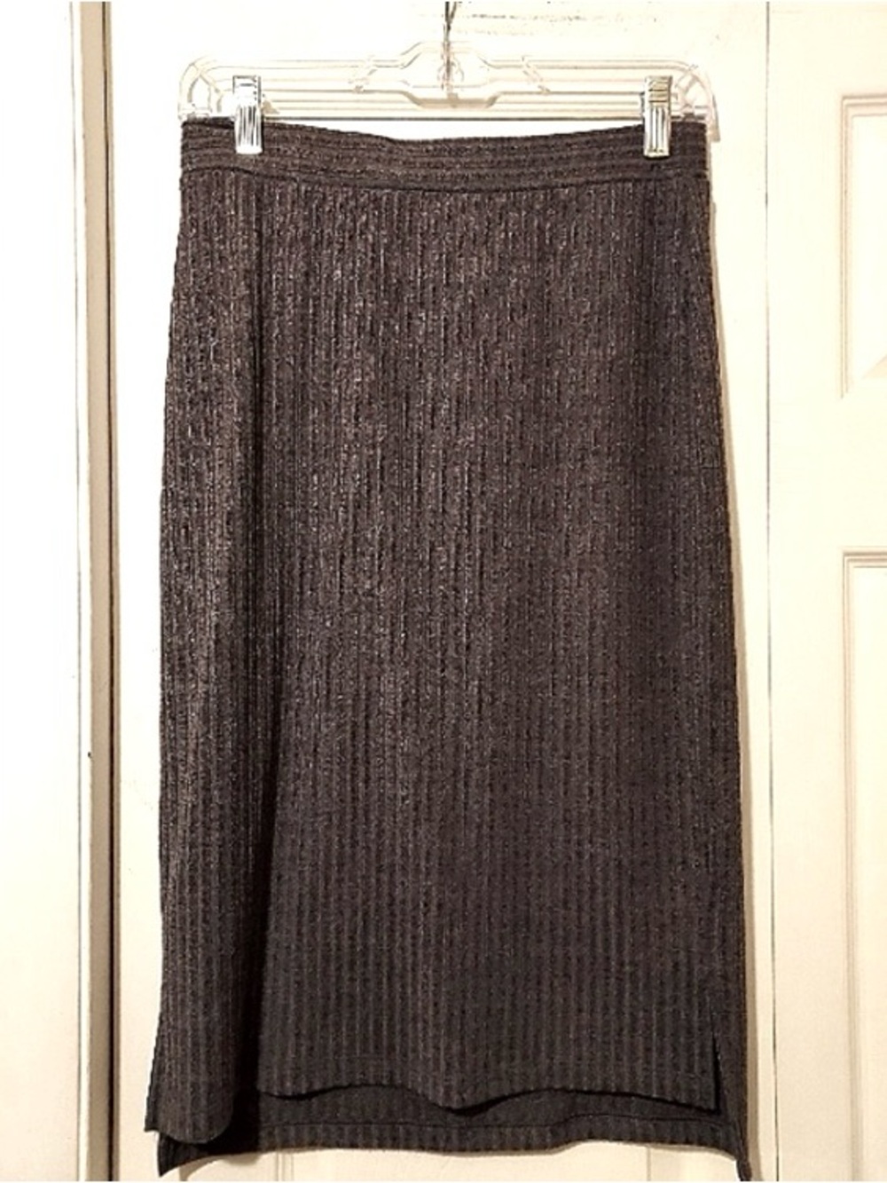 Apt. 9 Pencil Skirt Solid Gray Small Ribbed Knit Elastic Waist Pull On Body Con